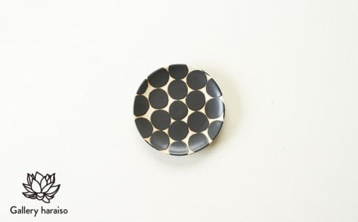 【沖縄のかわいい器】陶factory509 モノクロ皿小　ペア／黒丸