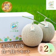 【2026年7月より順次発送】ふらのメロン「陽 ～HARU～」 赤肉＆青肉 食べ比べセット（各1玉 合計2玉：4kg以上）