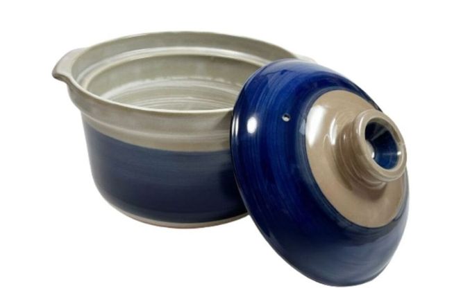 【萬古焼（ばんこやき）】5合厚釜土鍋　ルリ 内山製陶所 【土鍋 5合 鍋 なべ ナベ セラミック 直火用 電子レンジ対応 お手入れ簡単 食洗器対応 三重県 三重 四日市市 四日市 四日市市ふるさと納税 四日市ふるさと納税】