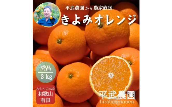 農家直送！きよみオレンジ 3kg ≪秀品≫［平武農園］～蛍飛ぶ町から旬の便り～［2026年3月下旬から順次発送予定］ BX80