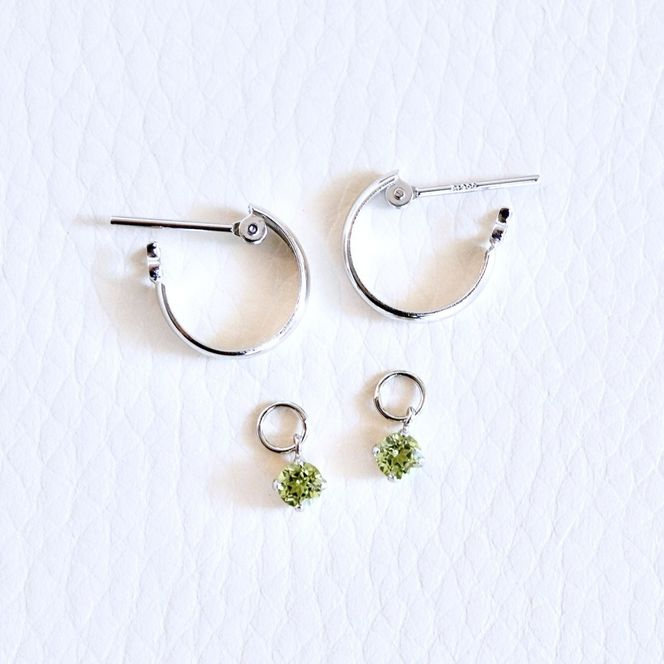 Pt900 プラチナ 2WAY ピアス 地金 ペリドット フープピアス(直径10mm) 保証書付 SMK-5249 SWAD098-peri