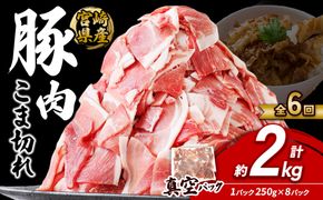 定期便 6回お届け 宮崎県産 いもこ豚 小間切れ 2kg (250g×8パック) 真空パック 小分け 豚肉 えびの市