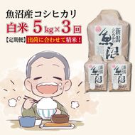 【3か月定期便】令和7年産　魚沼産コシヒカリ 精米5kg×3回　計15kg　米 コメ こしひかり 精米 ブランド米 お取り寄せ 十日町市