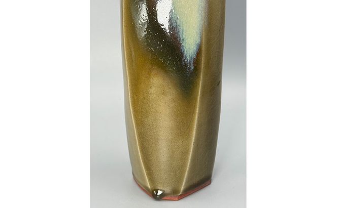 虫明焼 灰釉面取花入(黒井博史 作) 工芸品 インテリア 雑貨 日用品