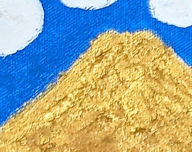 富士山溶岩パワーアート「白雲に黄金富士と太陽D」　絵画 富士山 溶岩 アート インテリア パワーアート 山梨 富士吉田