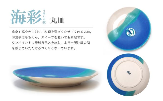 【青風窯：海彩】丸皿 大 1枚（陶芸家・玉田彰）