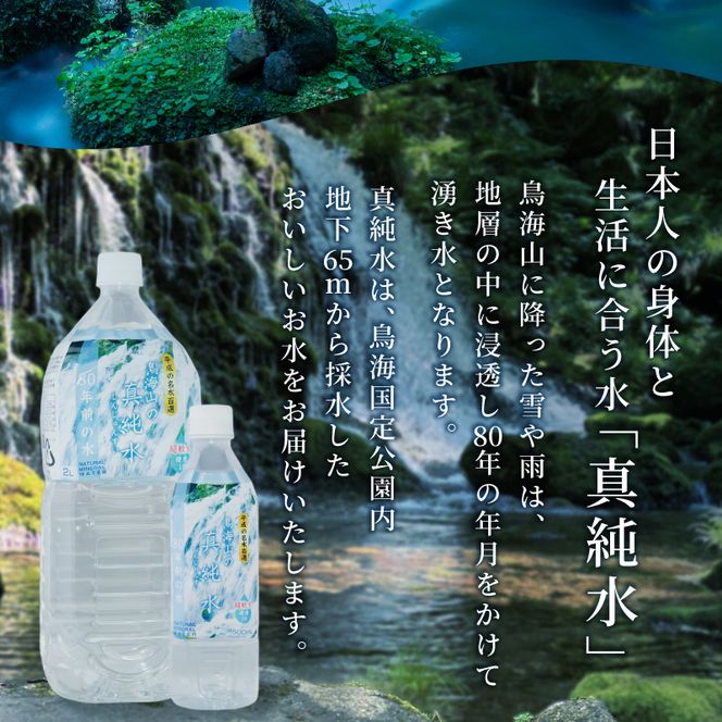 水 日本百名山 鳥海山の真純水 2L×12本 ミネラルウォーター 2リットル 2l 軟水 超軟水 産地直送 スキンケア 美容 健康 お水 天然水 ペットボトル