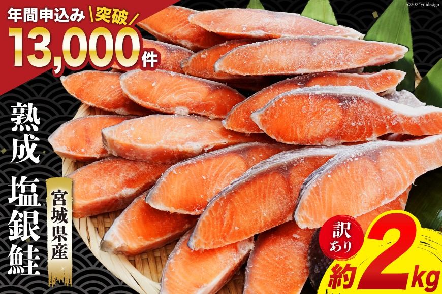訳あり 宮城県産 熟成 銀鮭 切身 約2kg [宮城東洋 宮城県 気仙沼市 20563343] 鮭 海鮮 魚介類 国産 さけ 鮭 甘口 サケ 鮭切身 シャケ 切り身 冷凍 おかず 弁当 支援 事業者支援 サーモン 魚 銀鮭切り身
