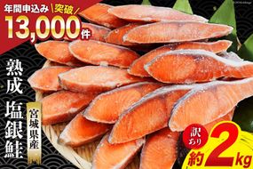 鮭 訳あり 宮城県産 熟成 銀鮭 切身 約2kg [宮城東洋 宮城県 気仙沼市 20563343] 鮭 海鮮 魚介類 国産 さけ 鮭 甘口 サケ 鮭切身 シャケ 切り身 冷凍 おかず 弁当 支援 事業者支援 サーモン 魚 銀鮭切り身