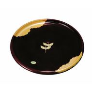 紀州塗り 丸盆 金雲昇鶴 溜塗り 24cm ［YG451］ 303446_CC449