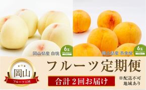 桃 定期便 2026年 先行予約 晴れの国 岡山 の フルーツ 定期便 2回コース 桃食べ比べ 岡山県産 国産 セット ギフト