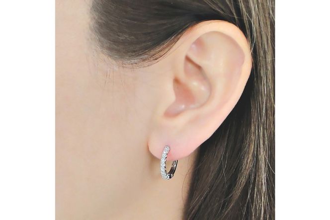 ピアス フープピアス プラチナ PT900 ダイヤモンド 0.35ct レディース 円 丸 輪っか バネ式 キャッチレス 中折れピアス【f215-pt】 [株式会社オーダーメイドジュエリーメイ 山梨県 韮崎市 20743779] ジュエリー アクセサリー