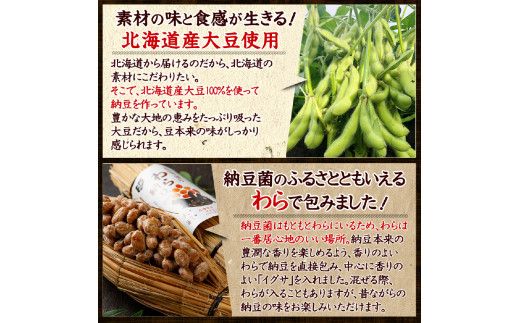 北海道のわら納豆（大粒）80g×6本 たれ付き（10ヶ月定期便）【くま納豆 北海道産大豆100% 高級 お取り寄せ 藁納豆 ご飯のお供】