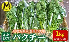 糸島産 パクチー 1kg （100g×10袋）  糸島市 / MURA FARM[AFD002] 国産 パクチー エスニック アジアン オーガニック野菜
