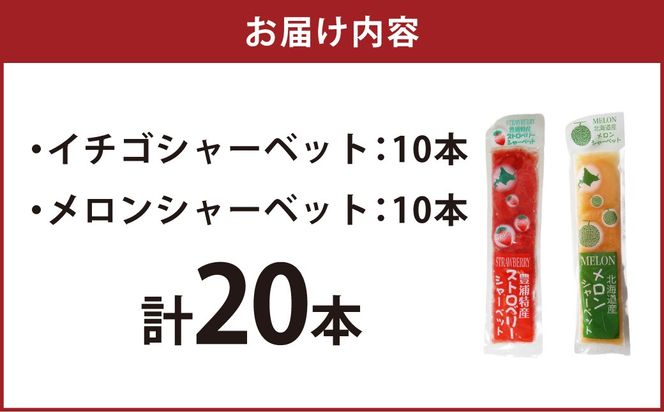 北海道 豊浦町 いちご・メロンのシャーベット 10本×2種 