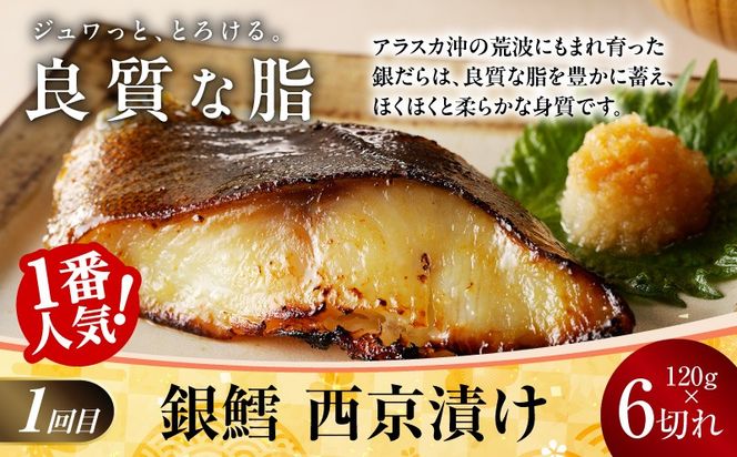 kgpZ013 【お楽しみ】4種の西京漬け 食べ比べ 定期便 全4回【銀鱈 銀鮭 メヌケ 赤魚 小分け 熟成 西京焼き 惣菜 普段使い 毎月配送コース】
