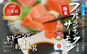 日本初 完全陸上養殖 静岡県小山町産 フジアトランティックサーモン 生 ・冷蔵 4～5P 約1kg