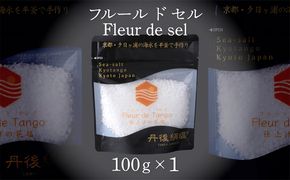 ［丹後絹塩 公式］ 天然塩 フルールドセル 【 希少な大粒の 塩 平釜製法 の 自然塩 】 おにぎりにも ミネラルたっぷり 京丹後 夕日ヶ浦の 海水塩 フルール・ド・タンゴ（丹後の花）100g 天然塩 自然塩 海水塩 フルールドセル 平釜製法 ミネラル 調味料 塩の花　TU00009