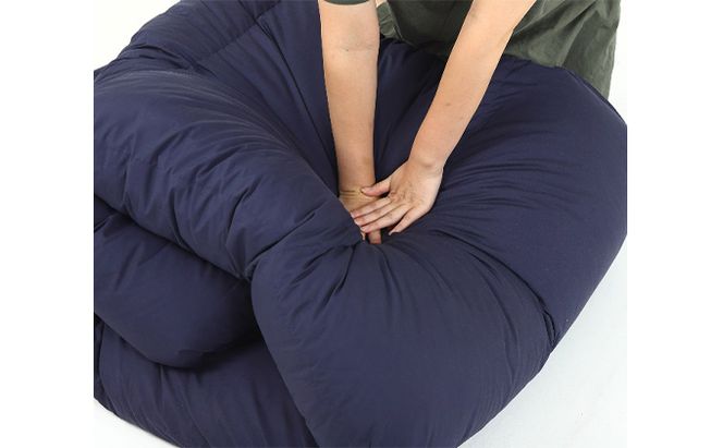 羽毛布団シングル掛け布団日本製ダウン90％1.0kg立体スクエアキルト8か所ループ付き無地ネイビー 寝具 軽量 抗菌 消臭 立体キルト 