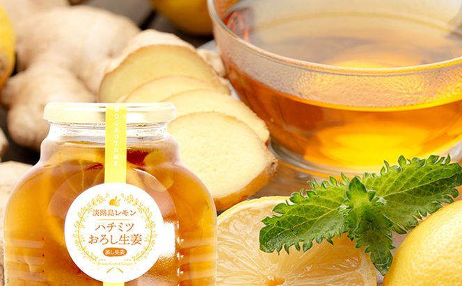 ハチミツおろし生姜レモン 500ml / はちみつ 国産 蜂蜜 ハチミツ 兵庫県産 こうのとり生姜 淡路島産 レモン ノーワックスレモン ショウガオール お湯割り 炭酸割り はちみつジンジャースカッシュ 温活 しょうが ショウガ 生姜  ジンジャー