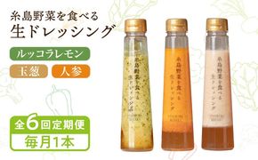 【全6回定期便】【毎月1本ずつお届け】糸島野菜を食べる生ドレッシング 1本 × 3種 セット （ 人参 / 玉葱 / ルッコラレモン ） 糸島市 / 糸島正キ [AQA036] ドレッシング 定期便 ギフト 無添加 人気 贈り物 お土産 人参 玉ねぎ