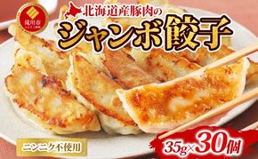 【 ふるさと納税 】楽楽食品 北海道産豚肉のジャンボ餃子 35g×30個 餃子 中華 中華料理 焼き餃子 水餃子 揚げ餃子 餃子鍋 活用 アレンジ おかず 焼くだけ簡単 簡単調理 フライパン調理 北海道産 国産豚 豚肉 豚餃子 お取り寄せグルメ ご当地 送料無料 北海道 滝川市