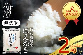 【新米受付】令和8年産 特別栽培米 はえぬき 無洗米 2kg 2kg×1袋 2026年産 ブランド米 米 国産 単一原料米 山形 庄内平野 コシヒカリの原点、亀の尾発祥の地 庄内【R8.10月以降発送開始/入金期限：2026年9月15日】