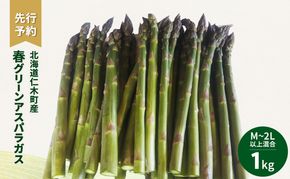先行受付 北海道 仁木町産 春グリーンアスパラ M～2L以上混合 1kg アスパラ 野菜 新鮮 食材 春野菜 旬の野菜 北海道産 北海道野菜 国産 日本産 [古屋農園]