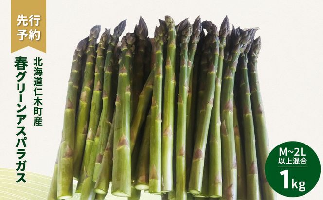 先行受付 北海道 仁木町産 春グリーンアスパラ M～2L以上混合 1kg アスパラ 野菜 新鮮 食材 春野菜 旬の野菜 北海道産 北海道野菜 国産 日本産 [古屋農園]