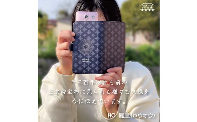 TENPYO PATTERN 抗ウィルススマホケース Lサイズ  天平文様 汎用スマホケース 抗菌 衛生的 ミラー付き カード収納ポケット付き iPhoneX iPhoneXS iPhoneXR iPhone11 iPhone11Pro 