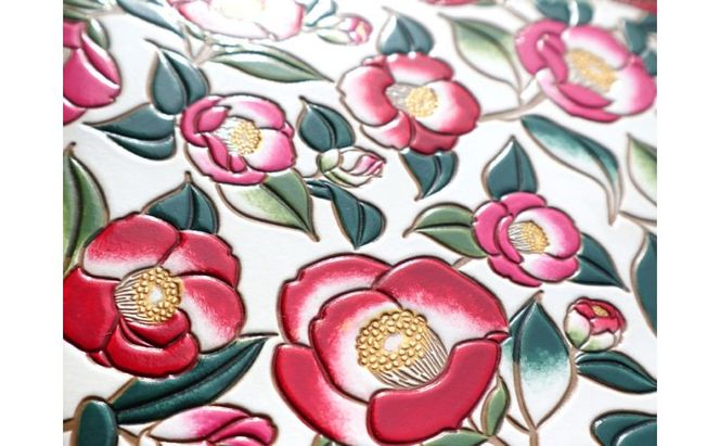 【文庫屋大関】パーソナルホルダー　椿【皮革工芸品】 民芸品 雑貨 日用品 文房具 革小物 革製品 ファイル ケース 