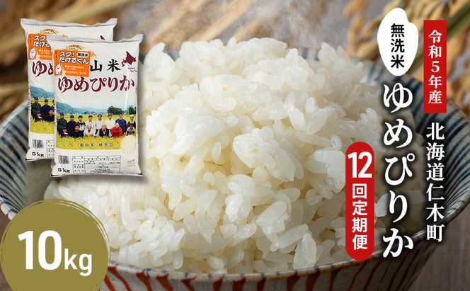 12ヵ月 定期便 銀山米研究会の無洗米＜ゆめぴりか＞10kg（5kg×2袋）【機内食に採用】 ライス 白米 精米 ブランド米 おにぎり お弁当 北海道産 産地直送 ご飯 時短 朝ごはん 夜ごはん 昼ごはん [株式会社 松原米穀]