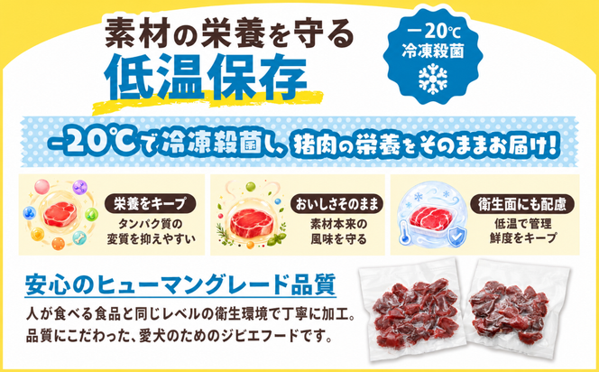 【愛犬用】カット猪肉（ぶつ切り）1kg（250g×4P）＜ペット ペットフード 犬 ワンちゃん個包装 餌 毎日 ジビエ 犬用 おやつ 猪肉 愛媛県産 鬼北町 ドッグフード 冷凍殺菌 特定非営利活動法人Cambio＞