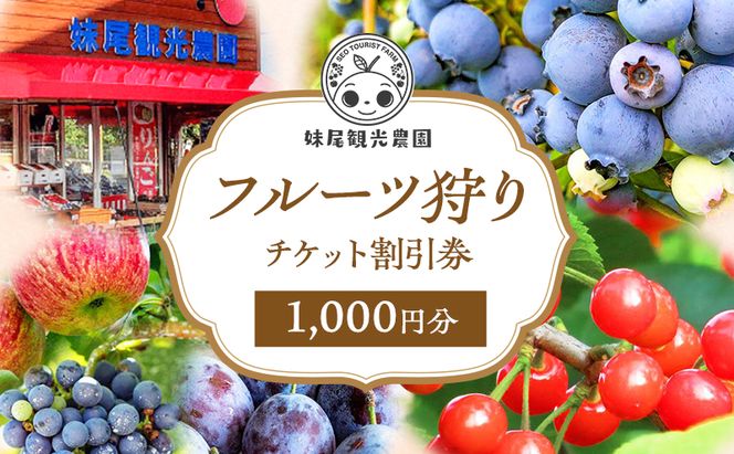 妹尾観光農園 フルーツ狩りチケット1000円 割引 チケット クーポン 利用券 フルーツ 旅行 体験 農園 北海道 仁木町 [フルーツショップ妹尾観光農園]