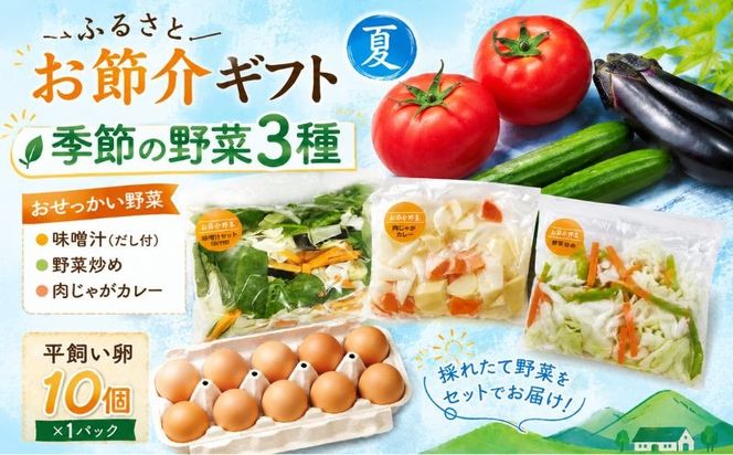 ふるさとお節介ギフト【夏】 (2026年7月上旬～8月下旬発送予定) / 先行予約 産地直送 農家 新鮮 あぐりガーデン 夏野菜 カット野菜 国産 たまご 平飼い卵 岡山県 真庭市 yasai034 【配送不可地域：北海道／沖縄県／離島】 【jujy091-01】