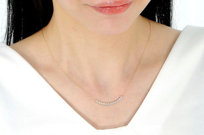 K18YG【0.40ct】ライン ダイヤモンド ネックレス ペンダント EmN0081-18Y SWCJ006-yg