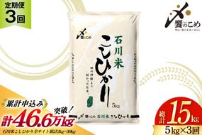 米 定期便 石川米こしひかり【穂立】5kg×3回 総計15kg [中橋商事 石川県 宝達志水町 38601207] コシヒカリ お米 コメ 3ヶ月 白米 精米 おこめ こめ 能登 5kg 5キロ