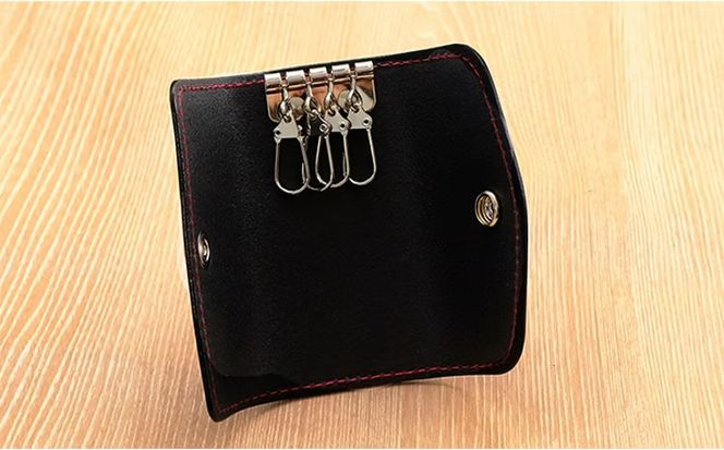 牛革 シンプルキーケース (4連金具) ブラック | 本革 レザー 革製品 鍵ケース 男女兼用 メンズ レディース 革小物 日本製 北海道 滝川市