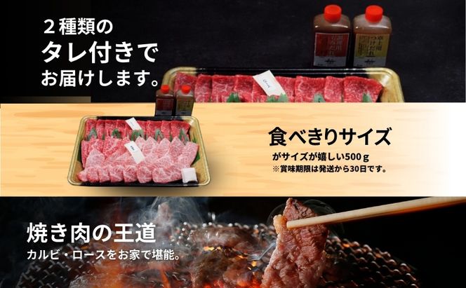カルビ ロース 食べ比べセット 京の肉 500g たれ付き 焼肉用 ブランド牛 黒毛和牛 和牛 牛 牛肉 お肉 肉 焼き肉用肉 焼肉 焼き肉 アウトドア キャンプ BBQ カルビ肉 ロース肉 食べ比べ セット 詰め合わせ タレ 最高級 冷凍 京都 京都府 南丹市