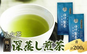 八女茶 極上煎茶・青 (深蒸し煎茶) 100g×2袋 計200g ※配送不可：北海道、沖縄、離島