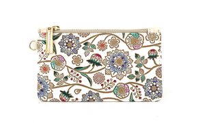 【文庫屋大関】すっきりカードケース　ダリア＜コバルトブルー＞【皮革工芸品】 ファッション小物 雑貨 フラグメントケース 小銭入れ付き 収納 スマート 日本製 花柄 青 