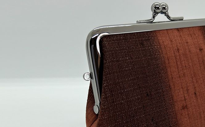 がま口ポーチM ぜんまい紬 煉瓦色 ファッション小物 財布 ファッション 