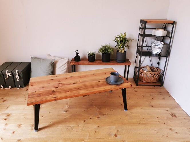 無垢材 折りたたみ ローテーブル ライトブラウン 圧着タイプ 90cm×45cm｜新星金属製作所 大阪府 守口市 テーブル 折りたたみテーブル センターテーブル 長机 [2481]