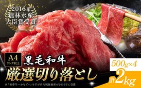 厳選 くまもと黒毛和牛 切り落とし 2kg ( 1パック 500g ) 《30日以内に出荷予定(土日祝除く)》熊本県 大津町 和牛焼肉LIEBE くまもと黒毛和牛 切り落とし 冷凍 リーベ ---so_fliekiri_30d_25_21500_2000g---
