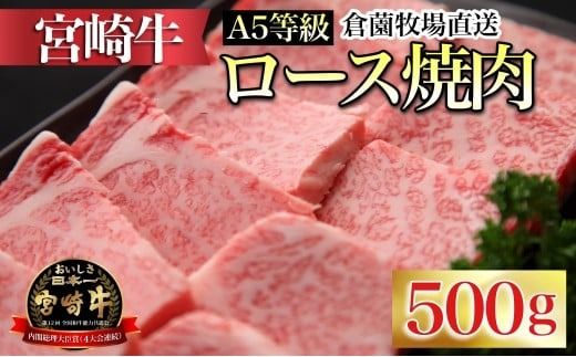 [百名店の味をご自宅で!]A5等級宮崎牛ロース焼肉用 500g(内閣総理大臣賞4大会連続受賞 牛肉 黒毛和牛 宮崎牛 ブランド牛 お肉 焼肉)