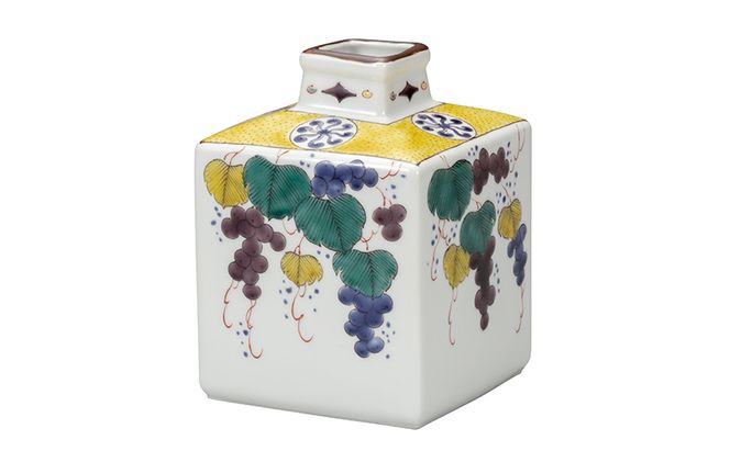 九谷焼　4.2号一輪生　ぶどう文　銀泉窯 