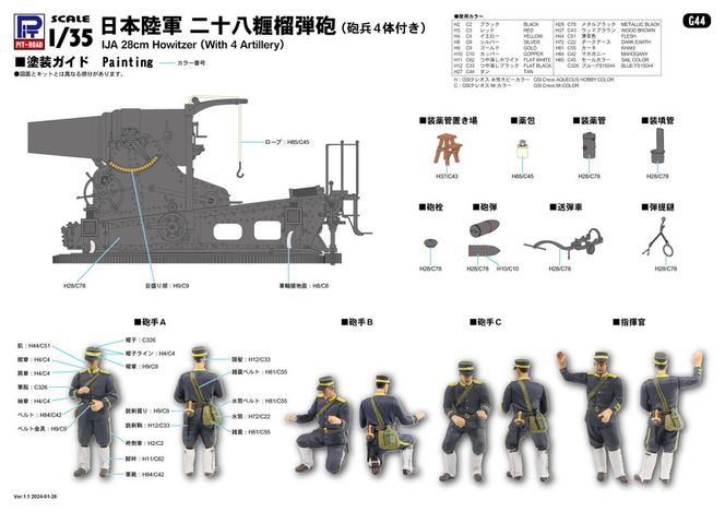 【G44】1/35 日本陸軍 二十八糎榴弾砲（砲兵4体付） 141305_MD14