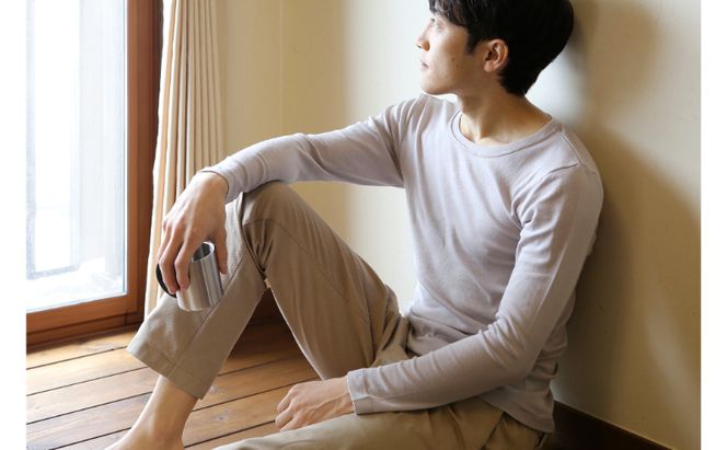 《絹生活研究所》インナー／メンズ／長袖／グレー インナーウェア 下着 肌着 ファッション 服 男性 