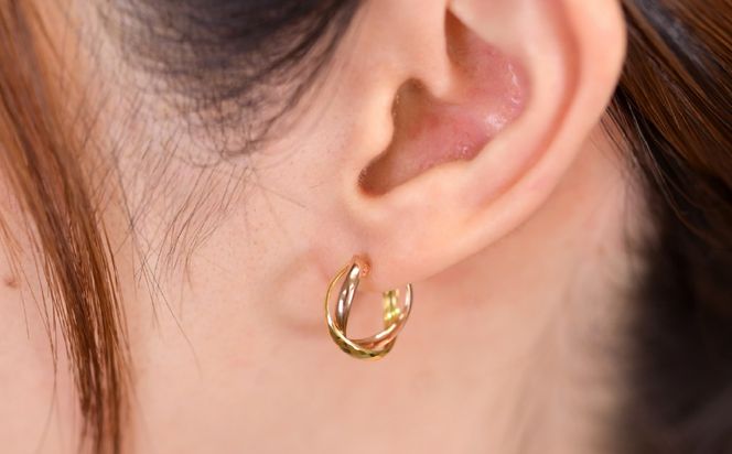 K18/K18PGダイヤカットツイストピアス　Y1483 260-001