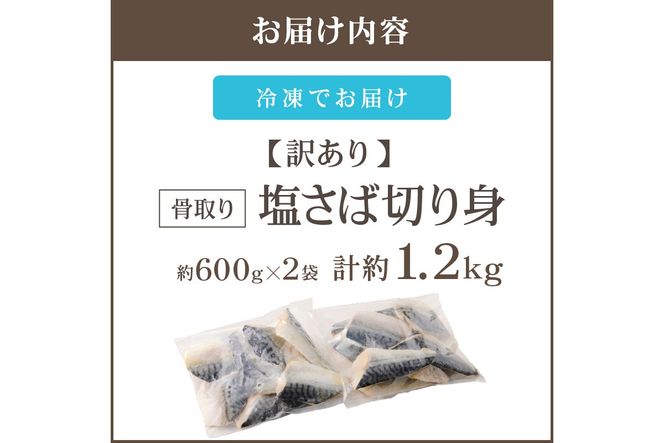 【A2-152】【訳あり】骨取り 塩さば切り身(600gx2袋)